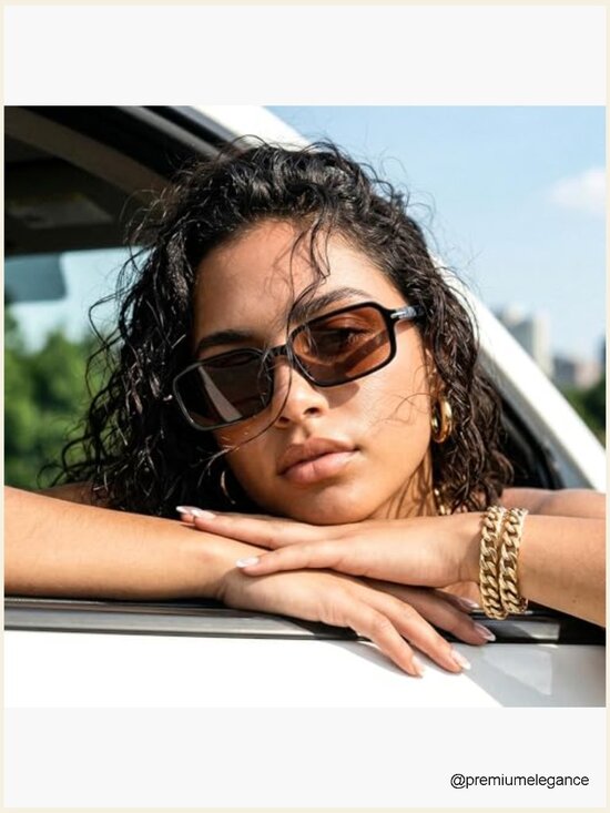 Vintage Rectangular Narrow Small Sunglasses UV400 Protection Retro